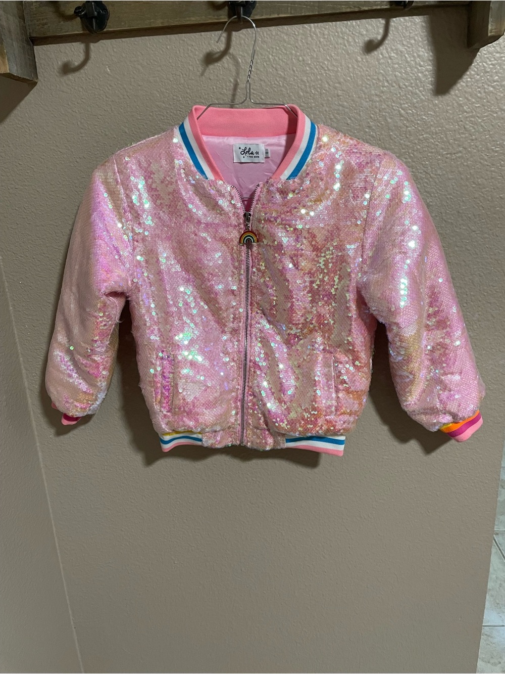 Lola & the Boys Sparkle Pink Sequin Bomber Jacket - Kids